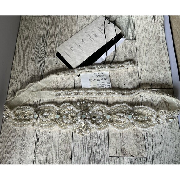 Justin Alexander Accessories - Justin Alexander Bridal Tulle Belt Crystal Embellishments 8866B Ivory/Silver 10